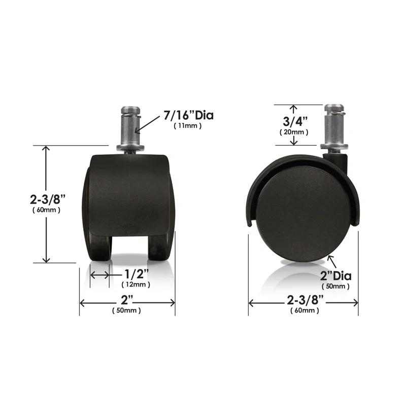 Slipstick 2" Office Chair Caster Wheel (Set of 5)