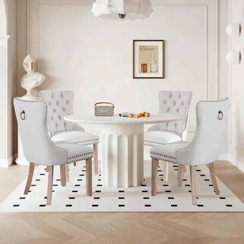 Rosdorf Park High-end Tufted Velvet Upholstered Nailhead Dining Chair
