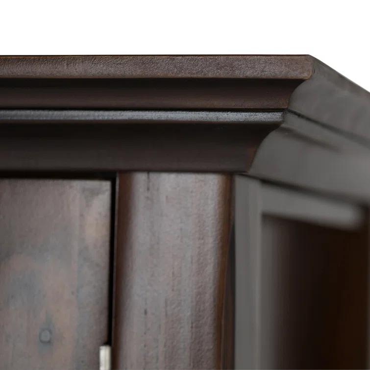 Simpli Home Acadian Solid Wood Shelf Storage Cabinet with Glass Doors and Adjustable Shelves