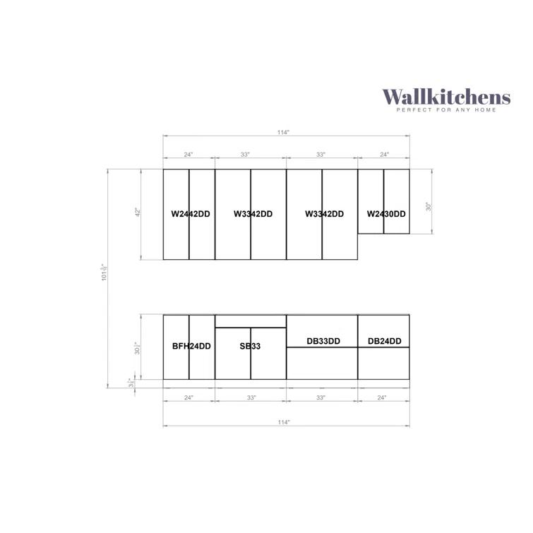 WALLKITCHENS FK-CONT 114'' W x 101'' H Medium Density Fiberboard (MDF) Kitchen Cabinet Set Ready-to-Assemble