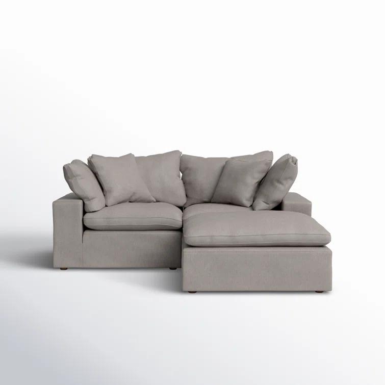 Modular Sectional Sofa - Light Grey Fabric Nook Couch - Home Living Room Seating