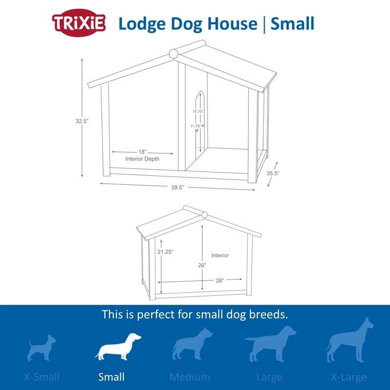 TRIXIE Natura Weatherproof Outdoor Lodge Dog House, Elevated Floor