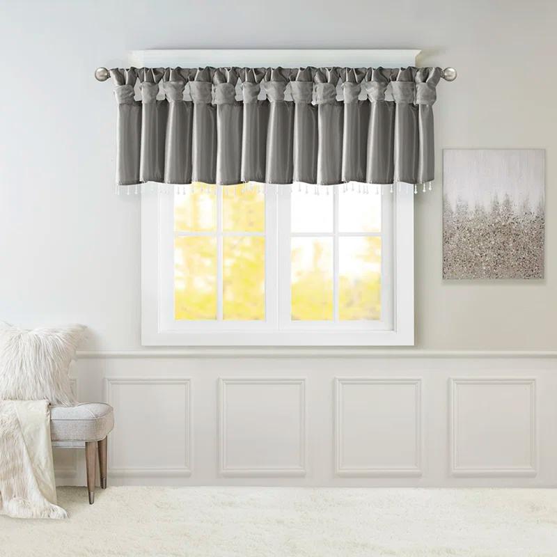 Madison Park Emilia Lightweight Faux Silk Single Valance with Beads