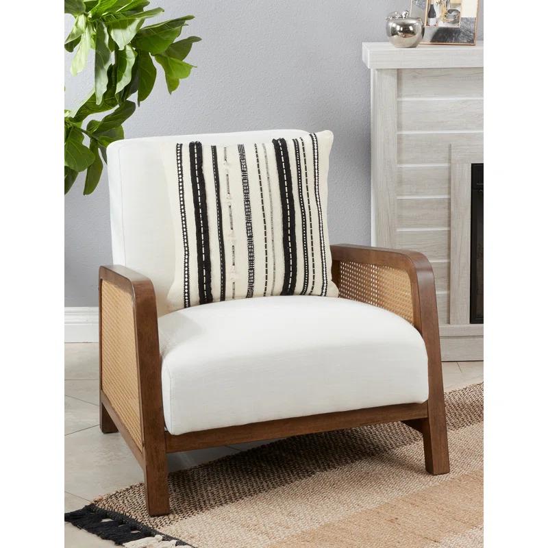 Saro Evelyn Collection Fringed Cotton Throw Pillow