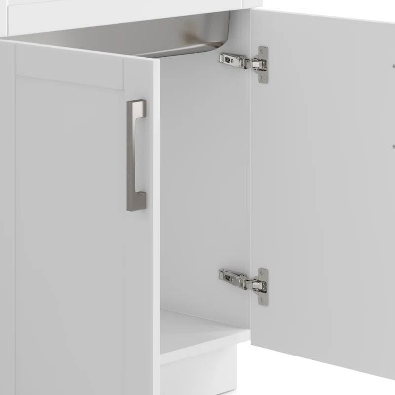 Simpli Home AXCLDYHEN28-SS Hennessy  All-in-One 28-inch Utility Sink & Cabinet in Pure White