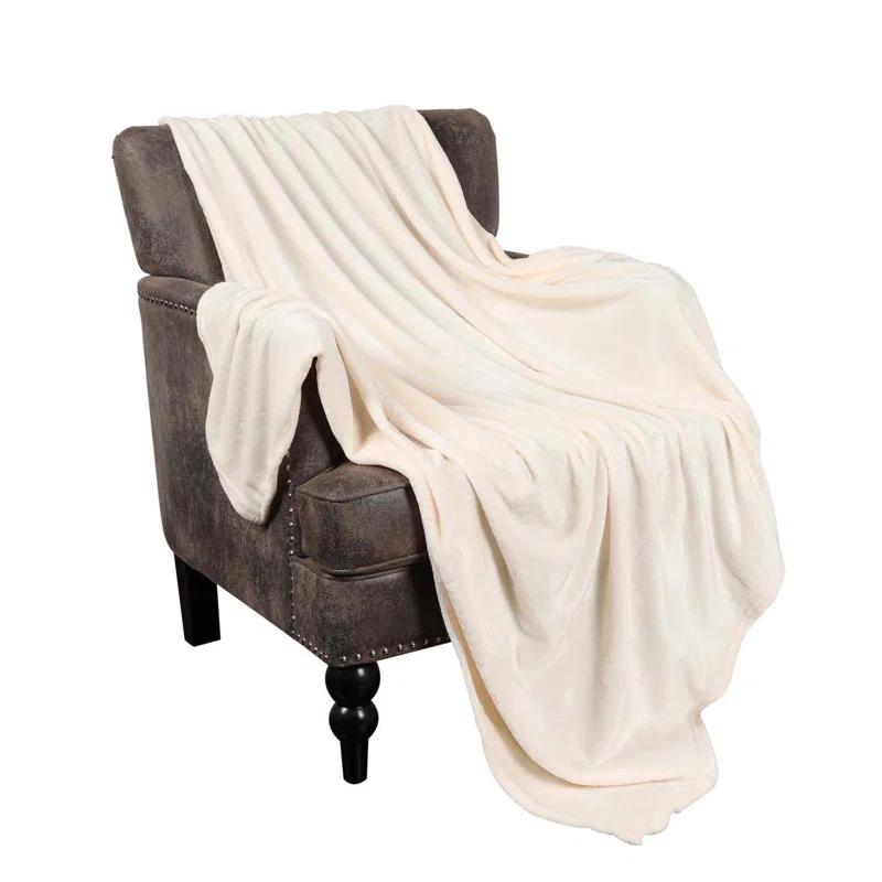 Superior Superior Polka Dots or Solid Fleece Plush Blanket Medium Weight Fluffy Soft Decorative Bedding