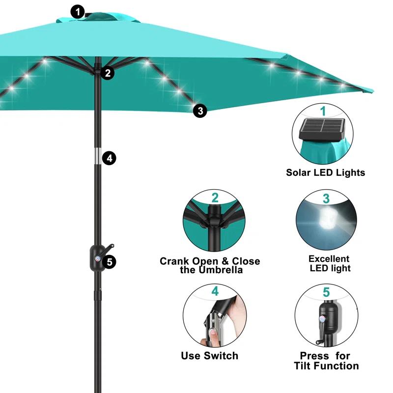 90'' Lighted Tilt Market Umbrella