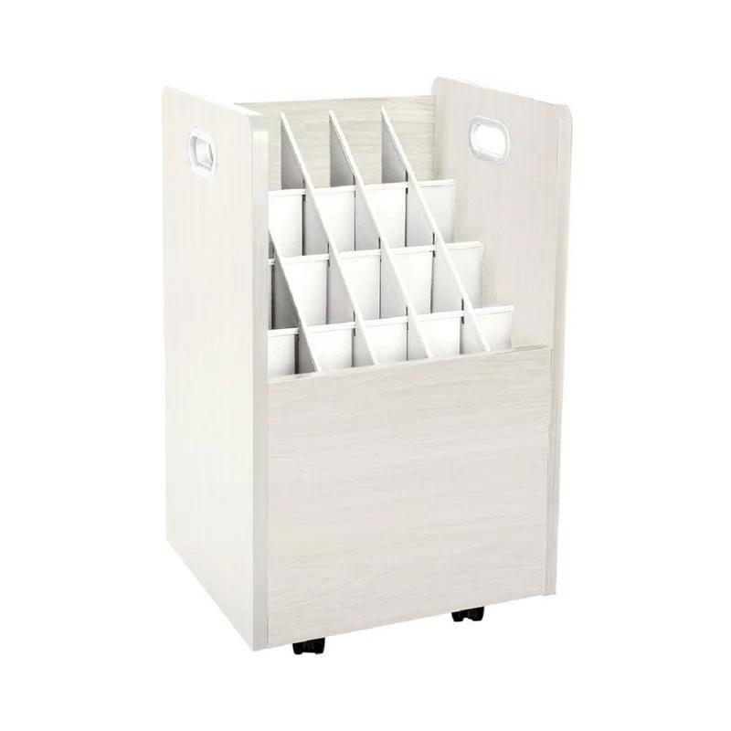 20-Slot Mobile Rolling Wood Blueprint Roll File Large Document Organizer