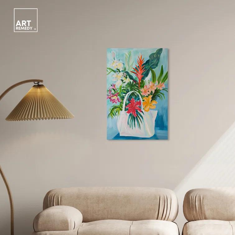 Art Remedy Art Remedy Tropical Flower Bag Framed Flowers In Vase Paintings 55517