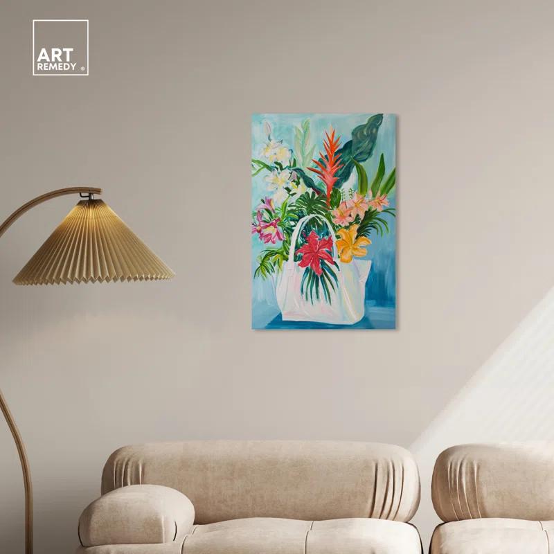 Art Remedy Art Remedy Tropical Flower Bag Framed Flowers In Vase Paintings 55517