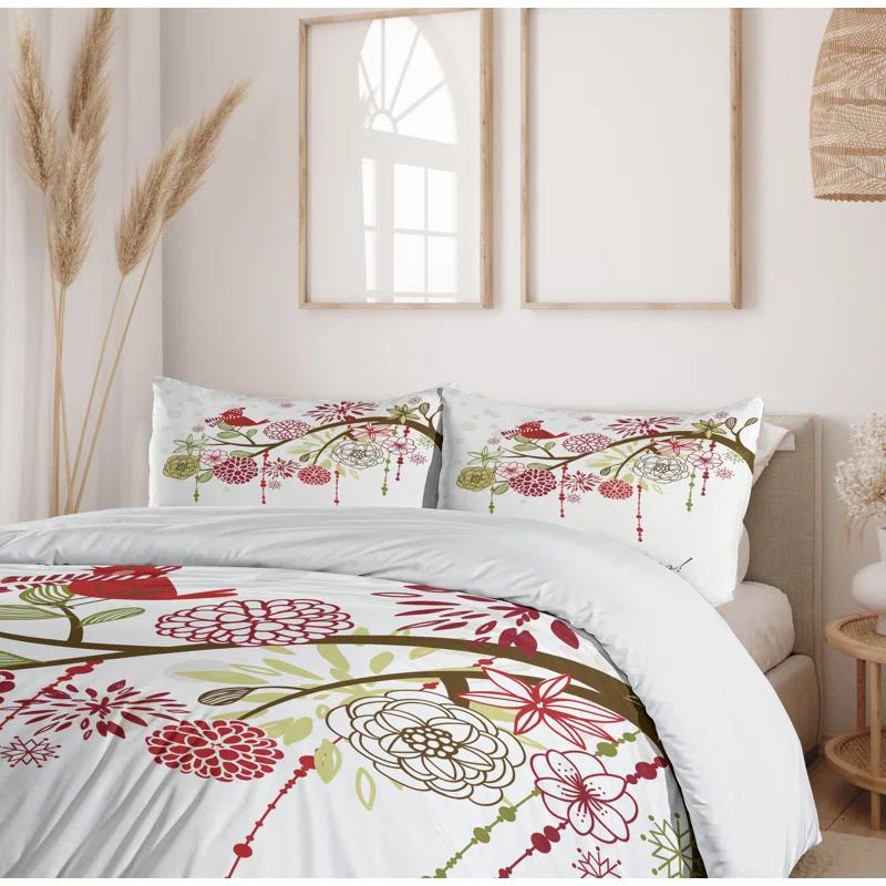Ambesonne Christmas Farmhouse / Country Floral Duvet Cover Set