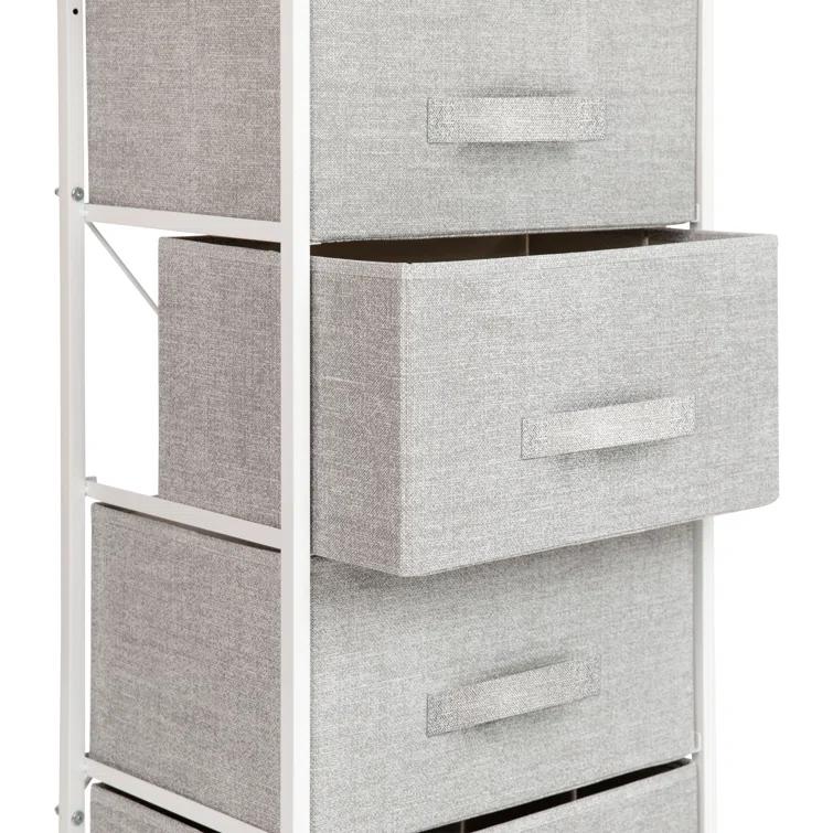 Flash Furniture Malone 4 Drawer Vertical Storage Dresser with Wood Top & Fabric Pull Drawers