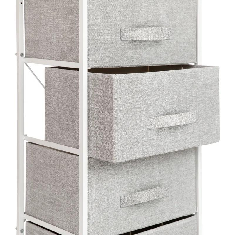 Malone 4 Drawer Vertical Storage Dresser with Wood Top & Fabric Pull Drawers