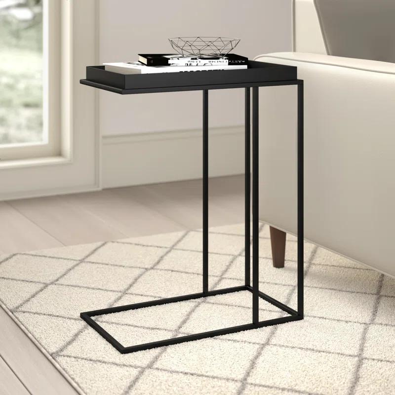 Simpli Home Garner 18"W Metal Mid-Century Modern C Side Table with Removable Tray Top