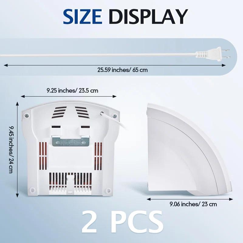 NATIONAL WINDOW 2 Pcs Electric Hand Dryer Commercial Compact Air Wiper Automatic Hand Air Dryer For Dry Machine Wall Business Home Household Restroom Office Mall, 110V,1200W