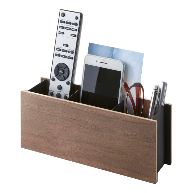Yamazaki Home Yamazaki Home Desk Organizer - Tv Remote Control And Pen Holder, Steel + Wood