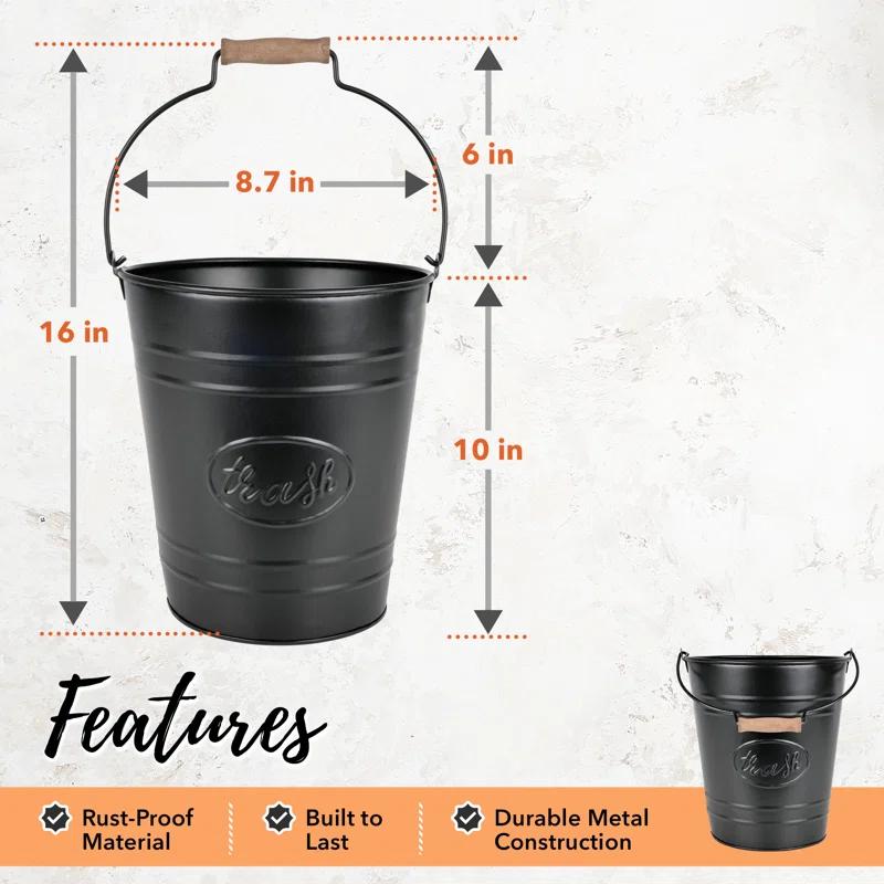 Autumn Alley Rustic Galvanized Trash Can Waste Basket 2 Gallon