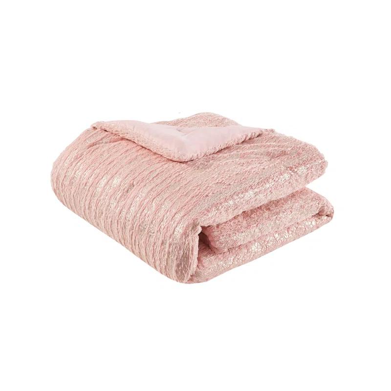 510 Design Metallic Print Faux Fur Comforter Set