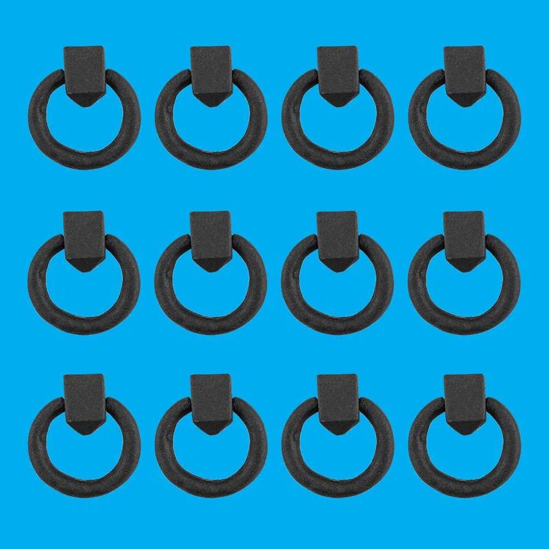 The Renovators Supply Inc. Wrought Iron Cabinet Gate Door Ring Pull Multipack (Set of 12)