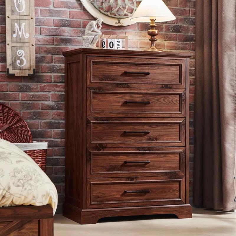 Gracie Oaks Quintone 46" Farmhouse 5 Drawer Dresser,Tall Chest of Drawer With Anti-Tip for Bedroom