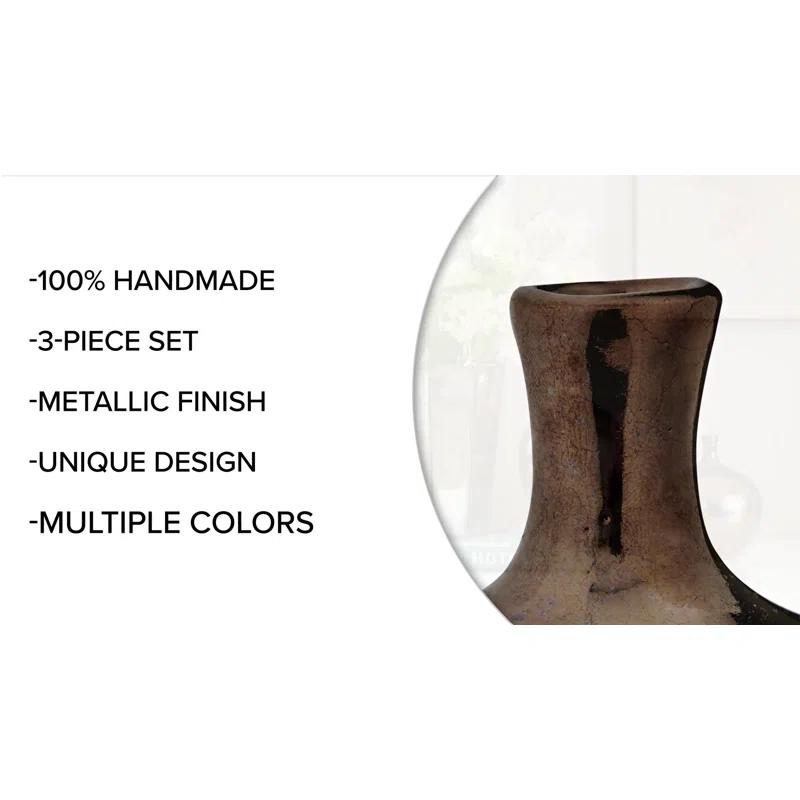 Ansen Mirrored Ceramic Decorative Vases 3-piece set