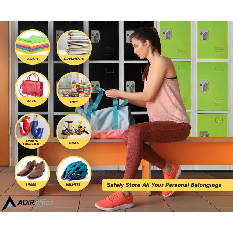 AdirOffice 12'' Wide Steel 4-Tier School and Gym Locker