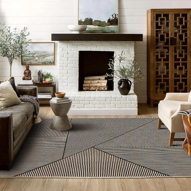 Bobby Berk Home Linea Geometric Striped Woven Polyester Area Rug