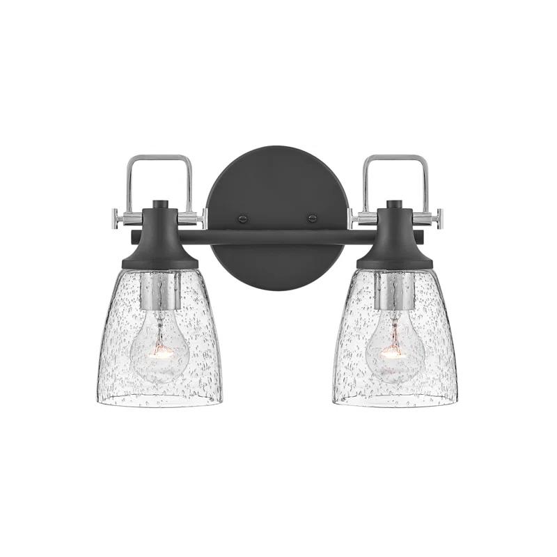 Easton Two-Light Bath Vanity Fixture w/ Clear Seedy Glass Shades
