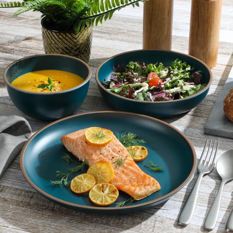 Gibson Gibson Home Rockabye 12 Piece Double Bowl Melamine Dinnerware Set