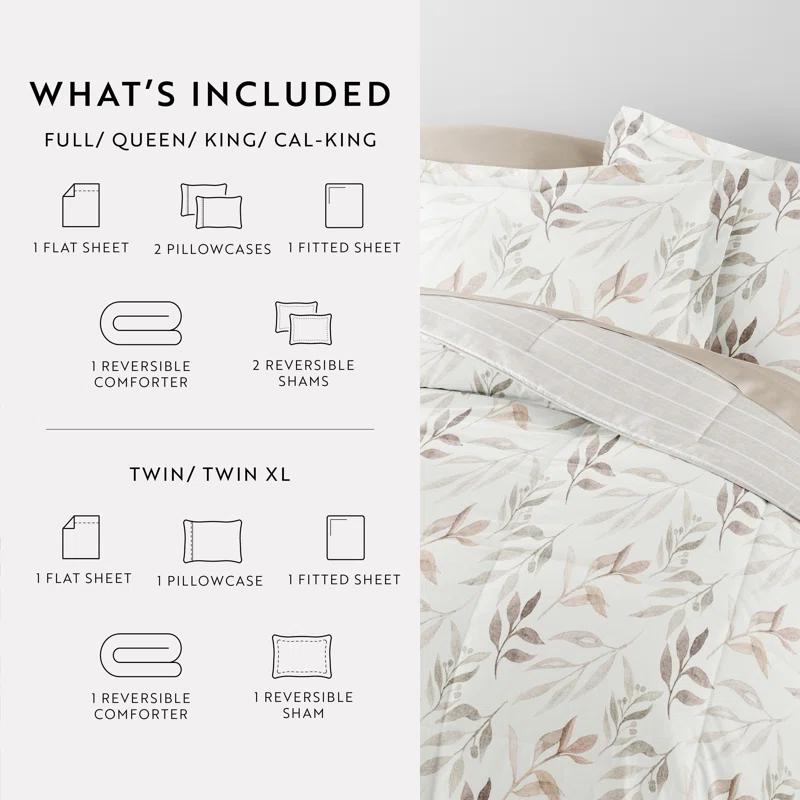 IEnjoy Home 7-Piece Bedding Bundle - Pattern Comforter and Sheet Set