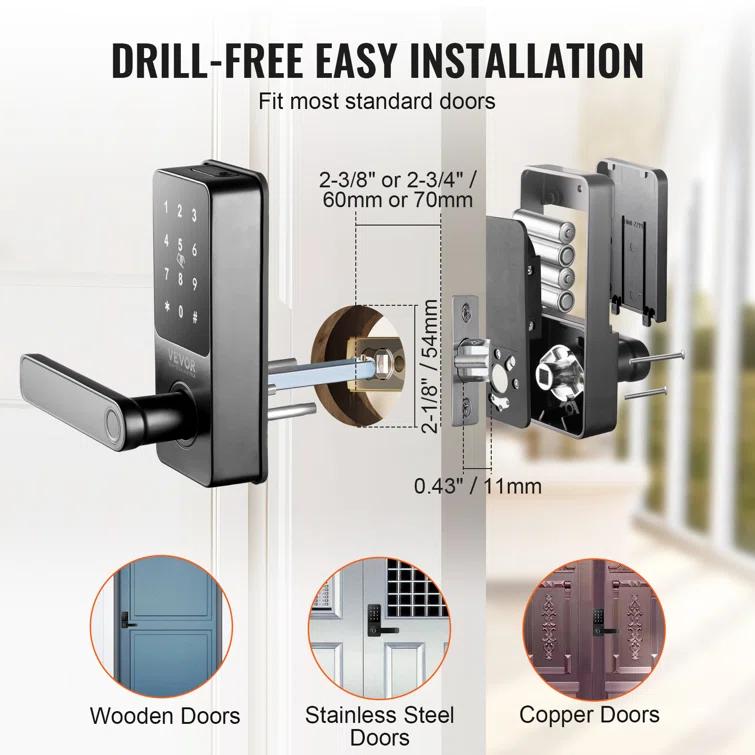 VEVOR VEVOR Smart Lock 5-in-1 Fingerprint Smart Door Knob with App Control Bluetooth