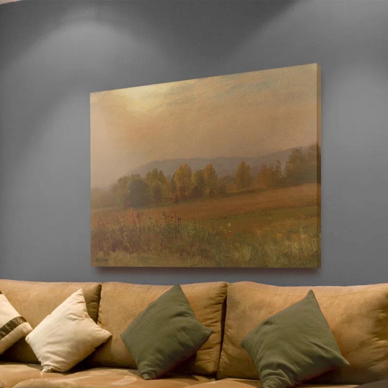 Trademark Fine Art "Autumn Landscape New England" by Albert Bierstadt Framed Painting Print on Wrapped Canvas