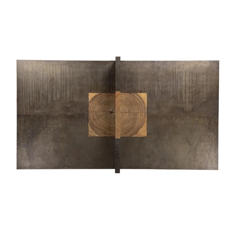 Natural Brown Guanacaste Wood and Iron Ping Pong Table with Net