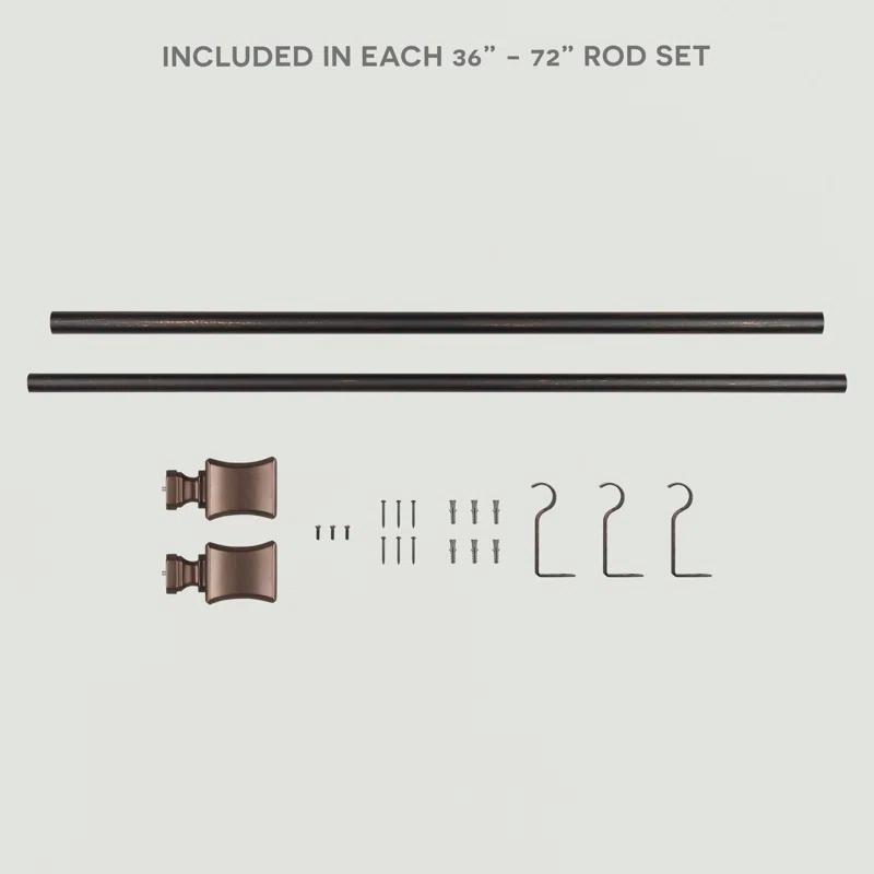 Amalgamated Textiles Exclusive Home Loran 1" Window Curtain Rod and Finial Set, Adjustable