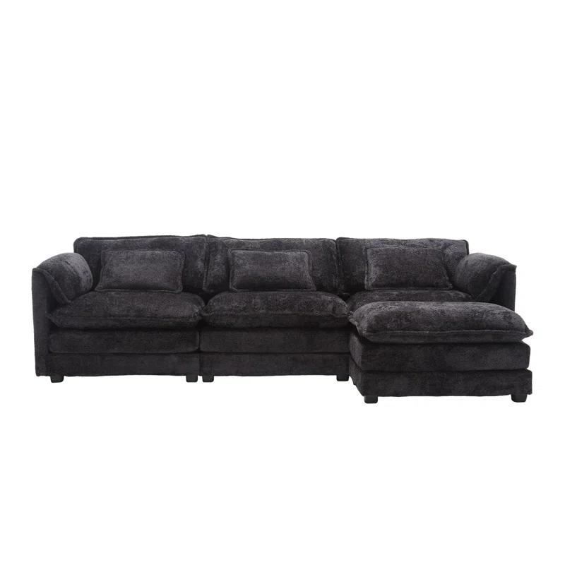 Latitude Run® Millan 112" L Shaped Modular Sectional Sofa with Ottoman & Memory Foam