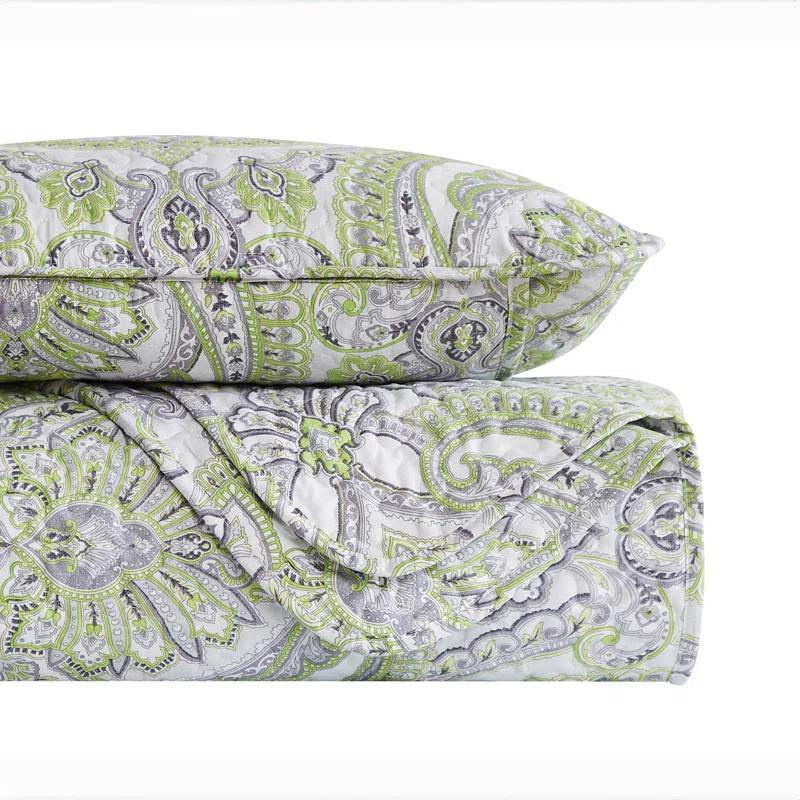 SouthShore Fine Linens Pure Melody Oversized Light-weight Paisley Quilt Set with matching shams