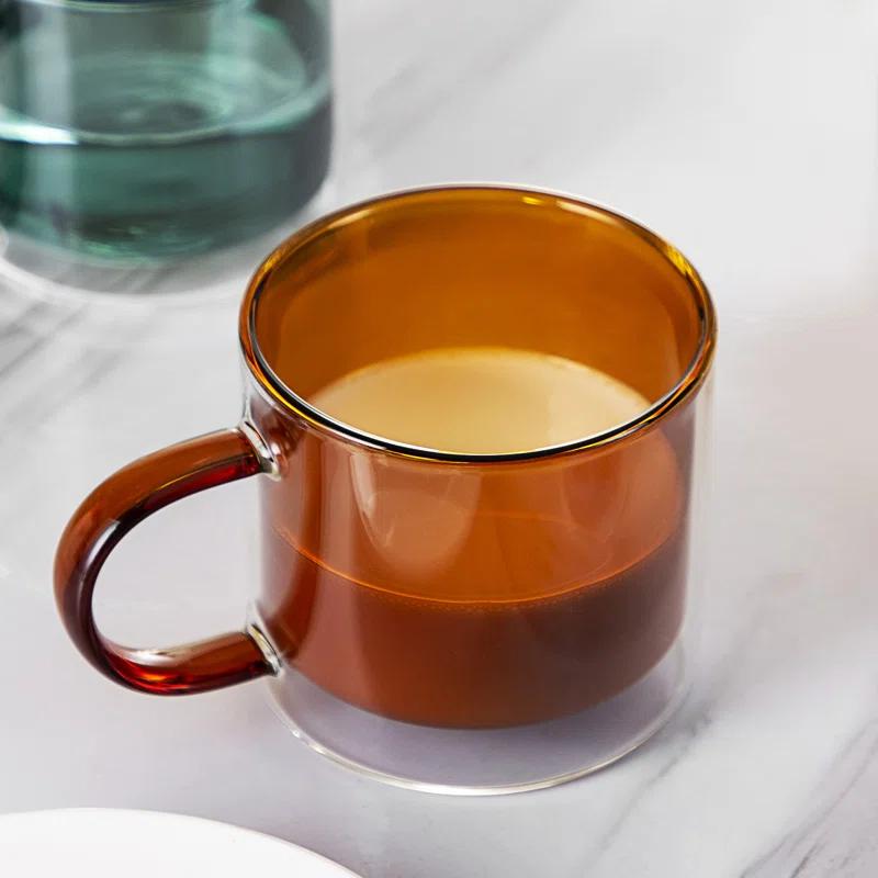 bacimi Bacimi Double Wall Insulated Coffee Mugs (set Of 4 / 9oz) - Clear Borosilicate Mug With Handle - Thermal Drinking Cups For Espresso, Cappuccino, Latte, Tea (Set of 4)