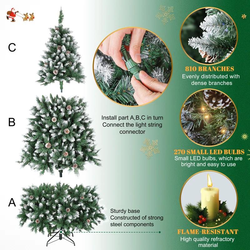 The Holiday Aisle® 6/7.5 FT Pre-Lit Artificial Christmas Tree with Warm White Lights