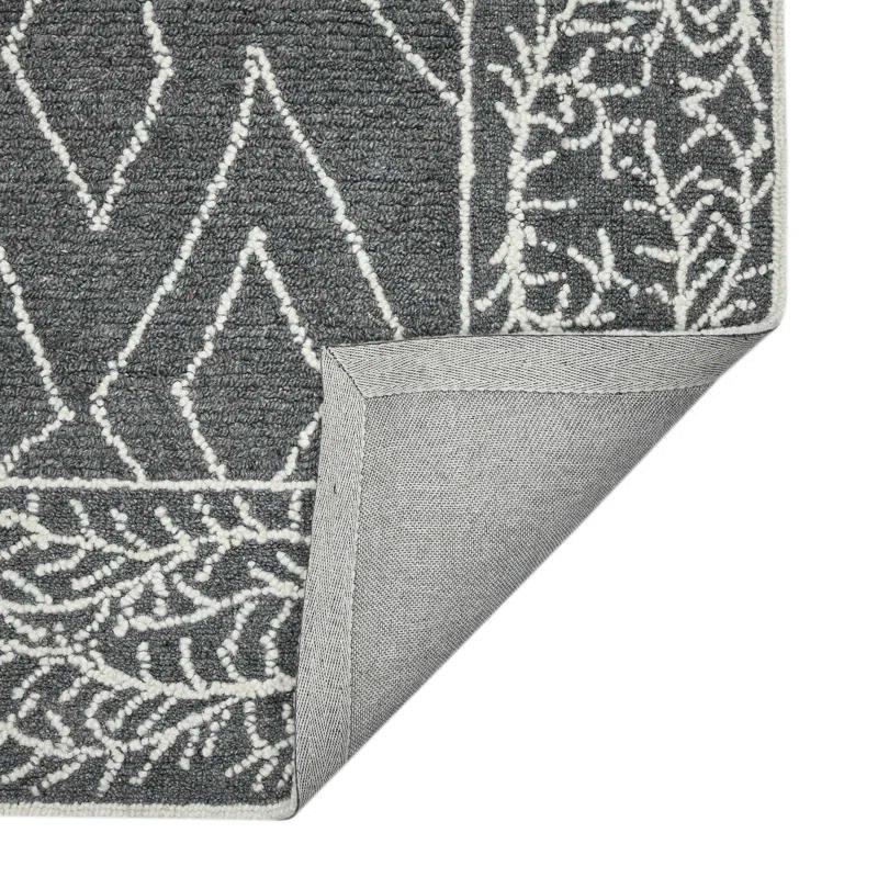Union Rustic Ahniyla Dark Gray Hand-Hooked Wool Area Rug