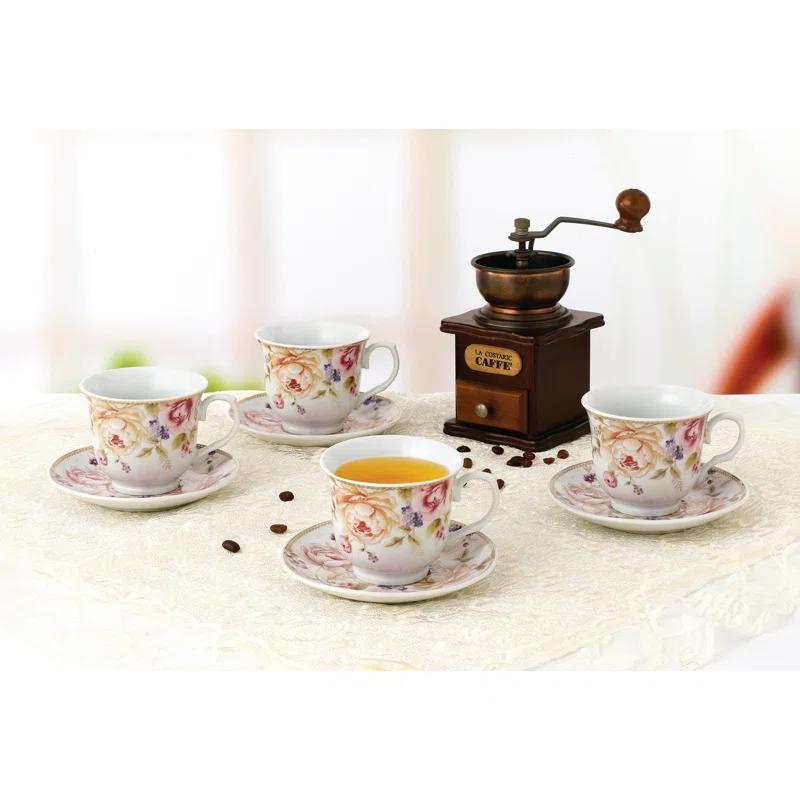 Lorren Home Trends Lorren Home Trends 4 Piece Teacup & Saucer Set