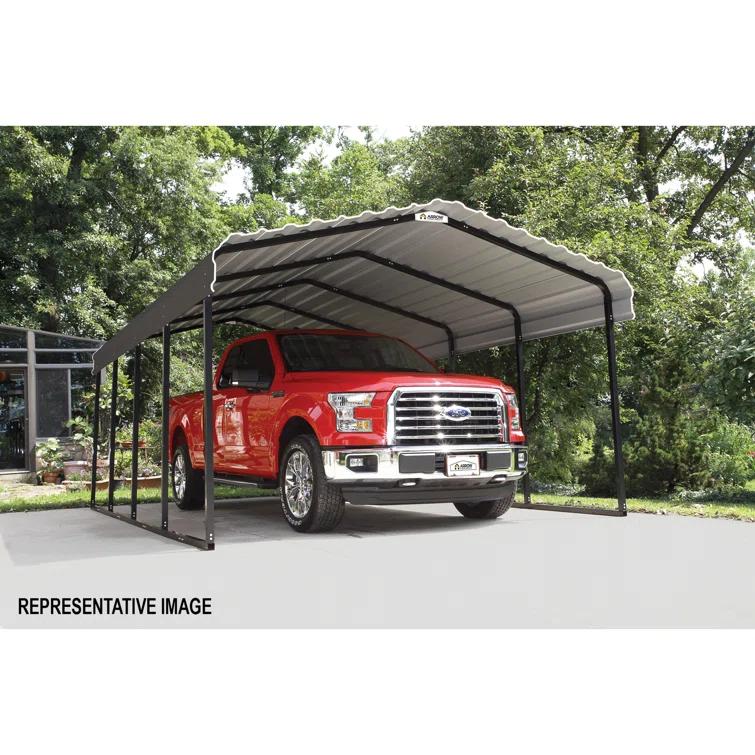 Arrow Steel Carport, Galvanized Black/Charcoal