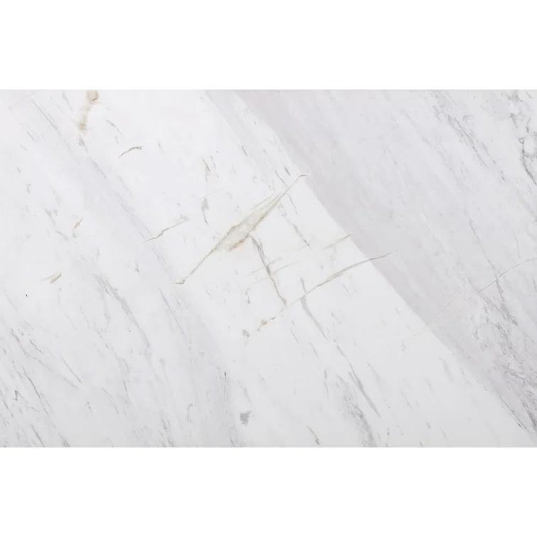 Clearwater 47" White Marble and Wood Outdoor Coffee Table