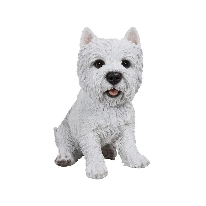 Hi-Line Gift Ltd. Sitting White Terrier Dog Statue