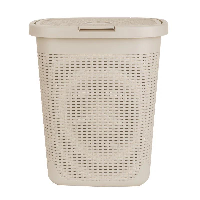 Mind Reader Mind Reader 40L Slim Laundry Hamper, Clothes Basket, Lid, Wicker Design, Plastic