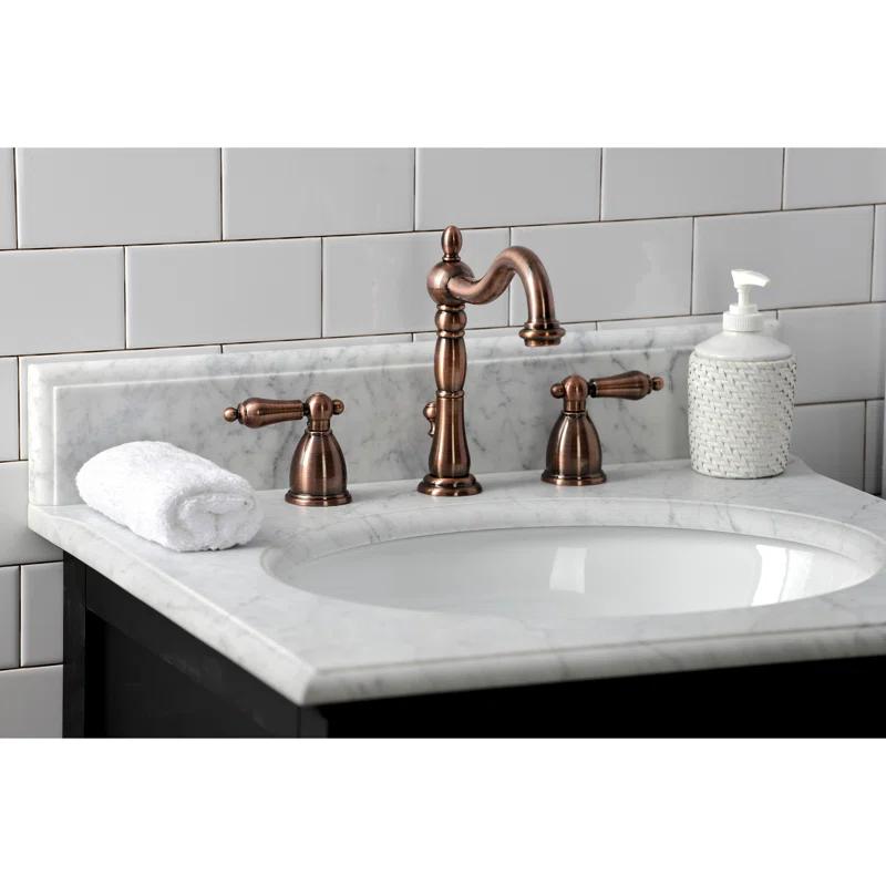 Kingston Brass KB197ALAC Kingston Brass Heritage Two-Handle 3-Hole Deck Mount Widespread Bathroom Faucet with Brass Pop-Up Drain