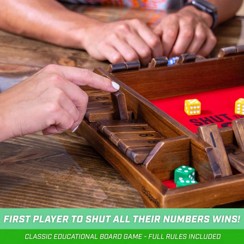 GoSports GoSports Shut the Box Premium Wooden Dice Game, Classic 4 Player Family Board Game