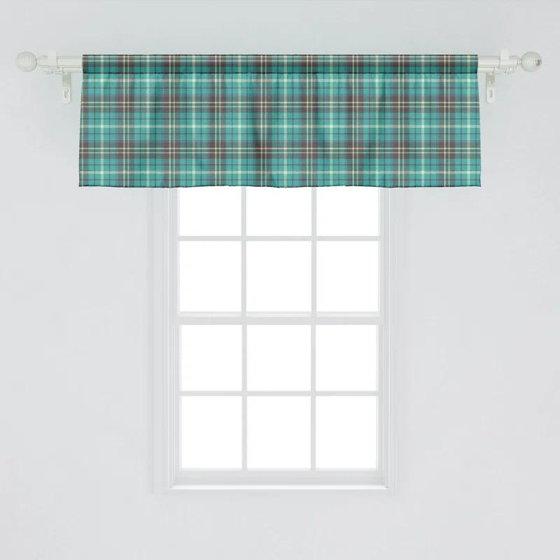 Ambesonne Ambesonne Brown Plaid Valance Pack of 2 Plaid Form with Stripes Cream Taupe Dark Seafoam