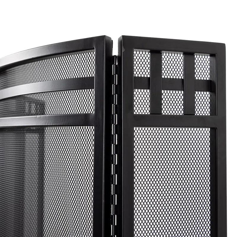 Modern Ember Modern Ember Mill Creek 3-Panel Mesh Fireplace Screen in Black | Heavy-Duty Steel Frame
