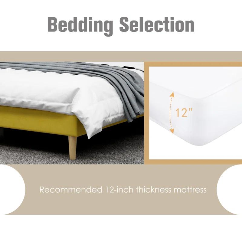 Wade Logan® Eriksay Low Profile Upholstered Platform Bed with Wingback Headboard