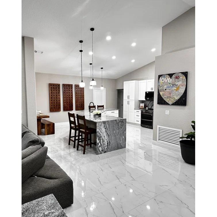 24" x 24" Polished Marble Look Porcelain Floor and Wall Tile (15.5 Sq. Ft. / Case)